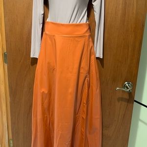 Orange leather maxi skirt *never worn*